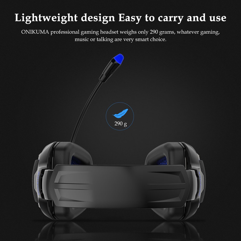 Onikuma K12 3.5mm Audio+USB Gaming Headset LED Light Noise Reduction for PS4/Switch/XBOX One/PC