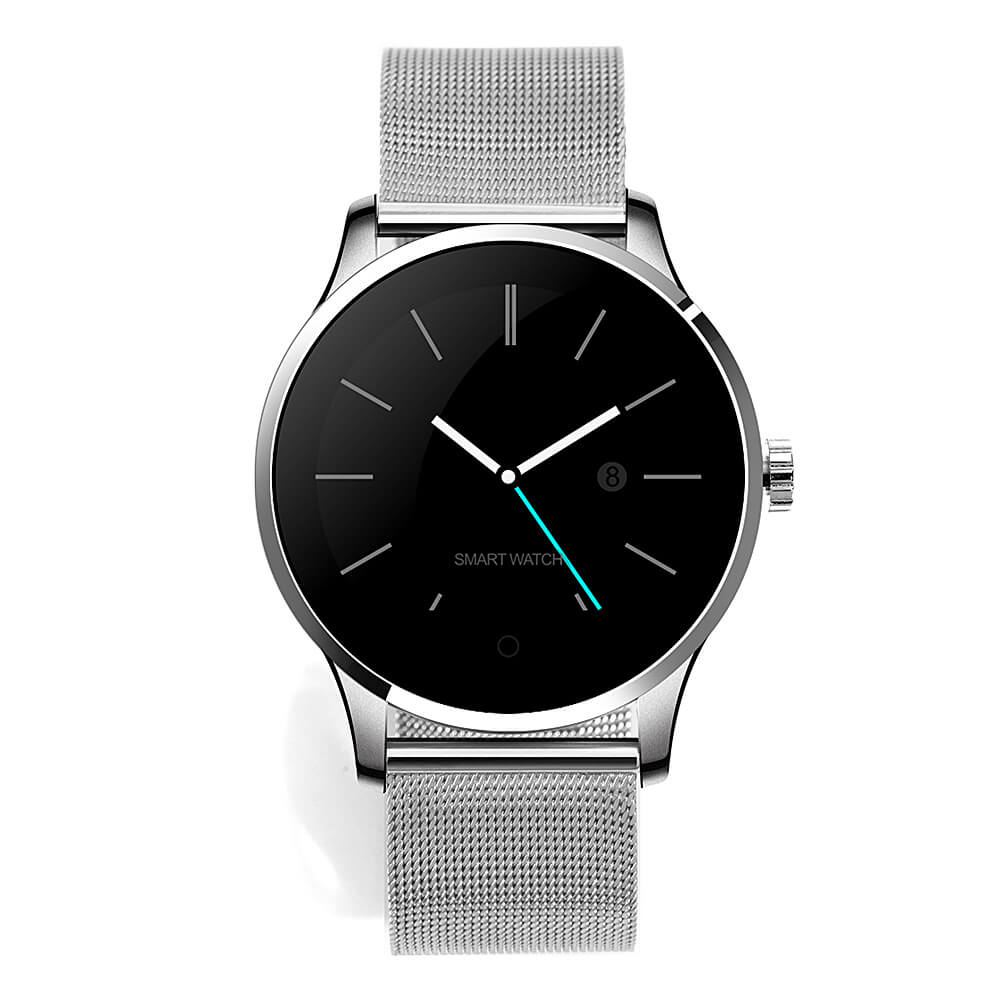 Makibes K88H Smart Bluetooth Watch Монитор сердечного ритма Smartwatch MTK2502 Функция контроля жесткости Siri для iOS Andriod (группа из нержавеющей стали) - серебристый