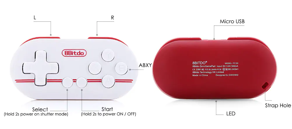 8bitdo Fc Zero Mini Bluetooth Gamepad Wireless Game Controller