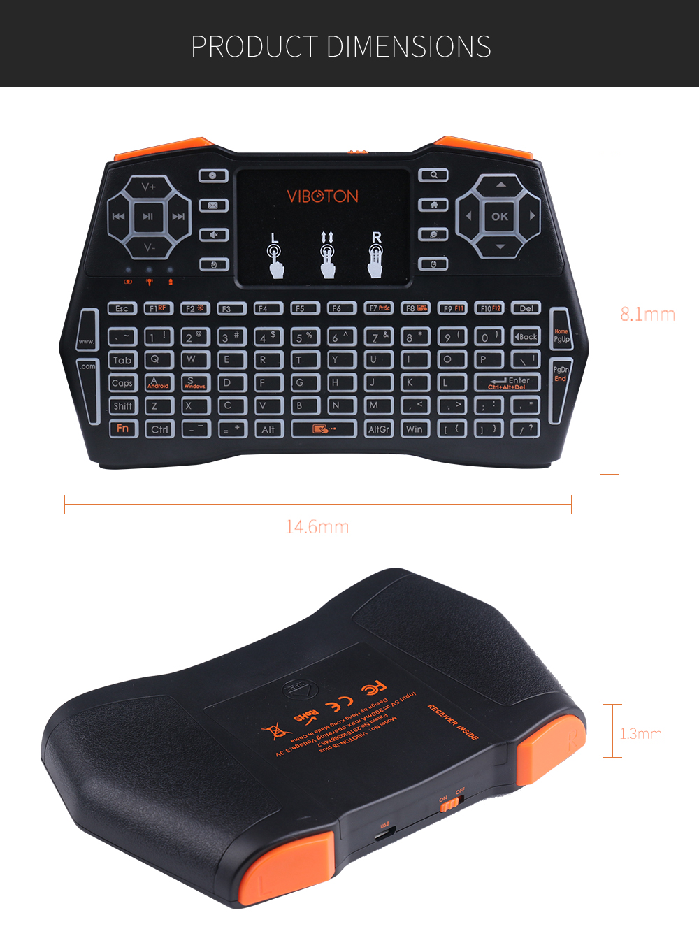 VIBOTON i8 Plus Backlight 2.4G Wireless Keyboard Air Mouse Multi-touch Pad XBOX 360 PS4 TV Box Android TV Pad PC