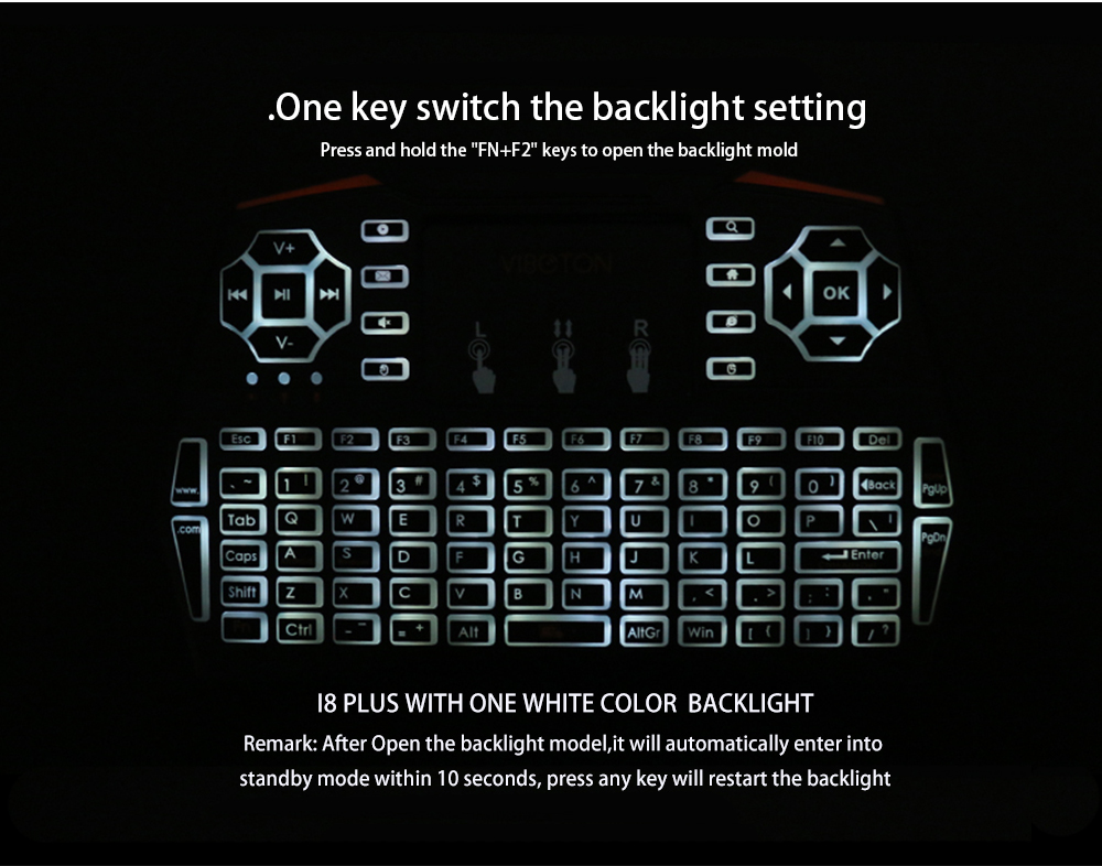VIBOTON i8 Plus Backlight 2.4G Wireless Keyboard Air Mouse Multi-touch Pad XBOX 360 PS4 TV Box Android TV Pad PC