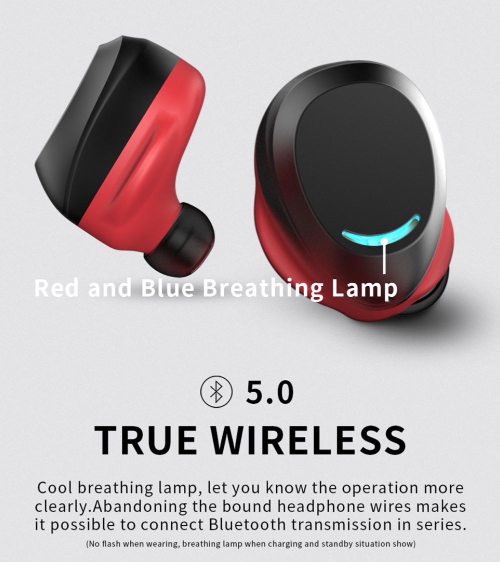 U9 Bluetooth 5.0 TWS IPX7 Earbuds Siri Binaural Call Touch Control 8 Hours Playtime Black