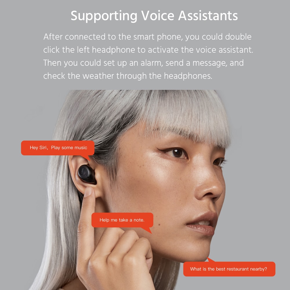 Funcl W1 TWS Bluetooth 5.0 Earphones Binaural Call HiFi Stereo Sound Voice Assistant 360mAh Battery