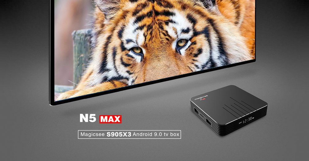 MAGICSEE N5 MAX Amlogic S905X3 Android 9.0 8K Video Decode TV BOX 2GB/16GB 1000Mbps LAN HDMI2.1 2.4G+5G WIFI Bluetooth USB3.0