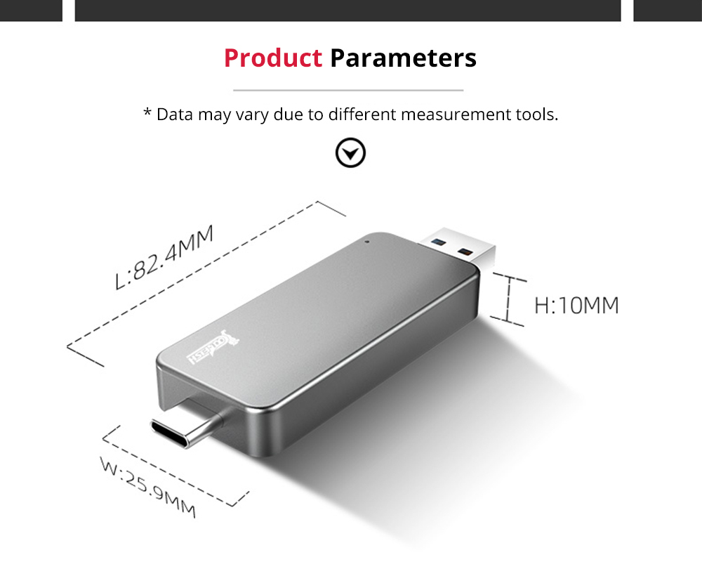 Coolfish GO NGFF 128GB SSD Multifunctional Dual-purpose External Solid State Drive Max Read Speed 480MB/S M.2 Interface - Dark Gray