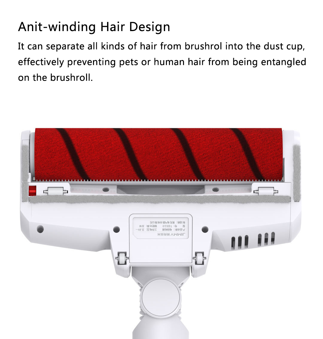 Xiaomi JIMMY JY51 Lightweight Cordless Stick Vacuum Cleaner 115AW Powerful Suction Anti-wrapped Brush Anti-mite Brush - Red