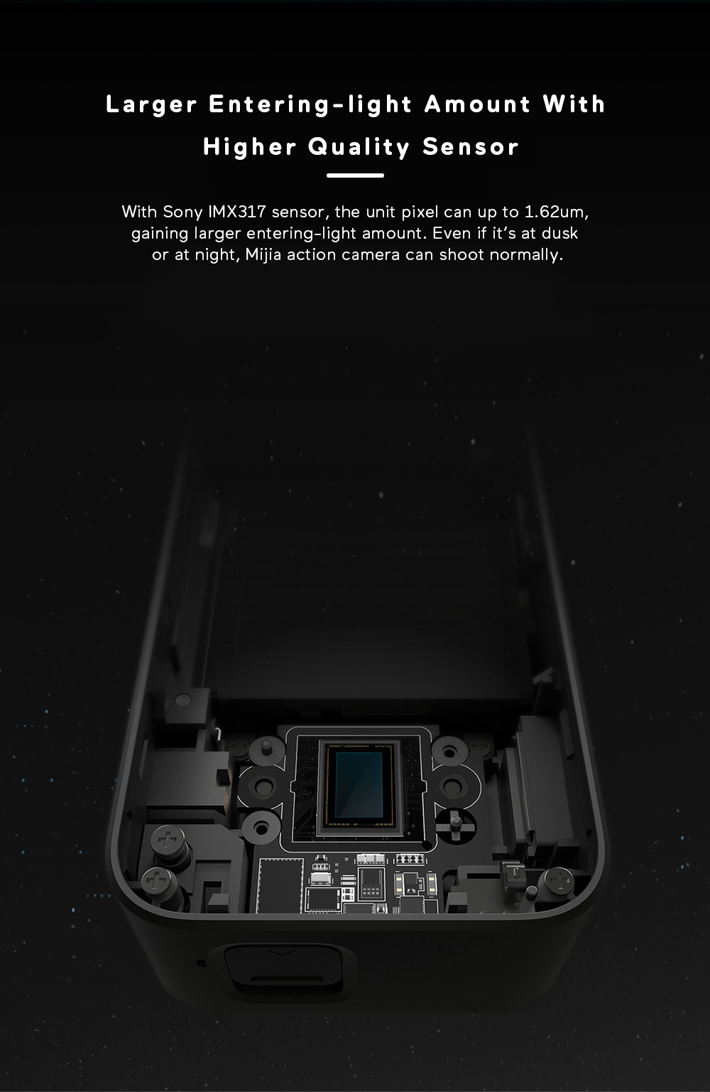 Xiaomi Mijia Ambarella A12S75 Sony IMX317 2.4inch Touch Screen 4K Action Camera 7p Lens EIS 6-axis 145 Degree Wide Angle 1450mAh Battery - Black