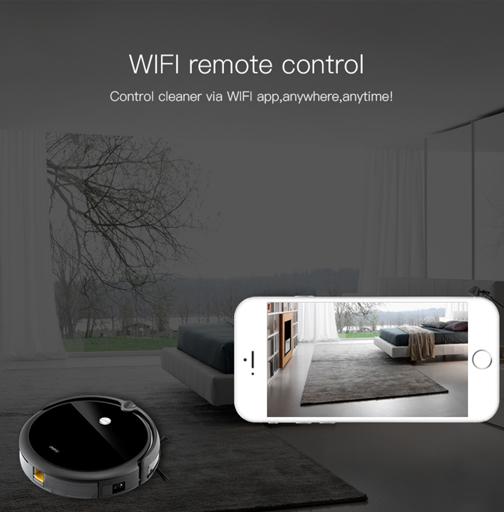 PHIYU A3S Robot Vacuum Cleaner with Camera Audio Communication APP Remote Control Gyro Sensor Auto Recharge - Black