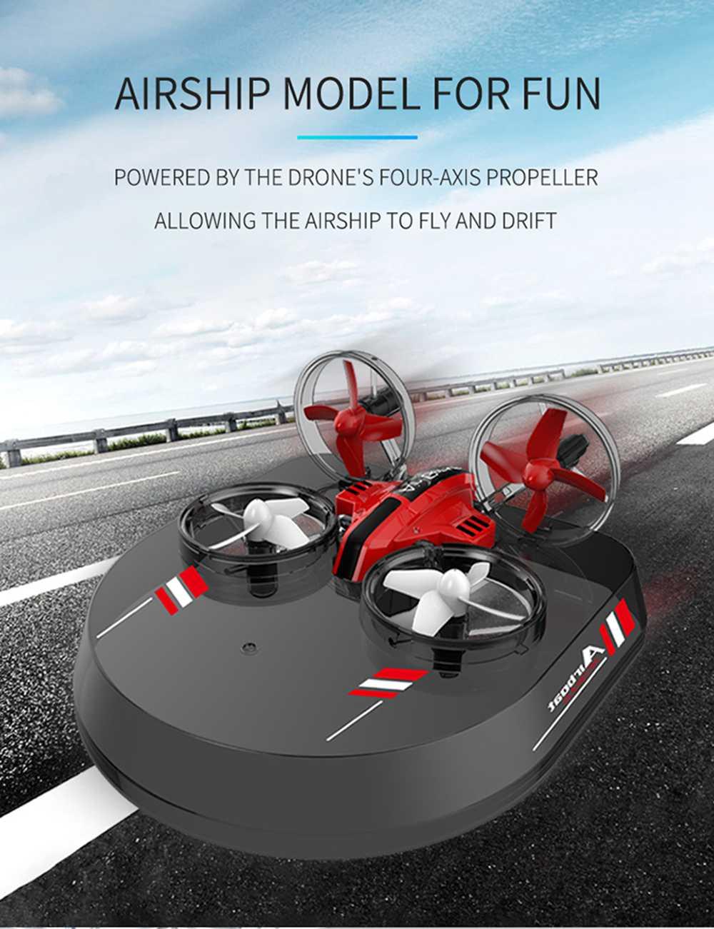 L6082 Air Genius RC Quadcopter Airplane Tiny Whoover All-In-One DIY 2.4G RC Drone For Kids Gift RTF Red - Three Batterie Version