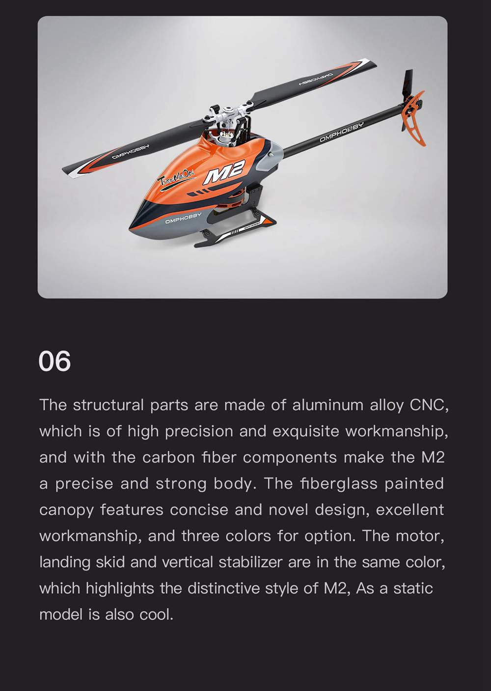 omphobby m2 flybarless rc helicopter