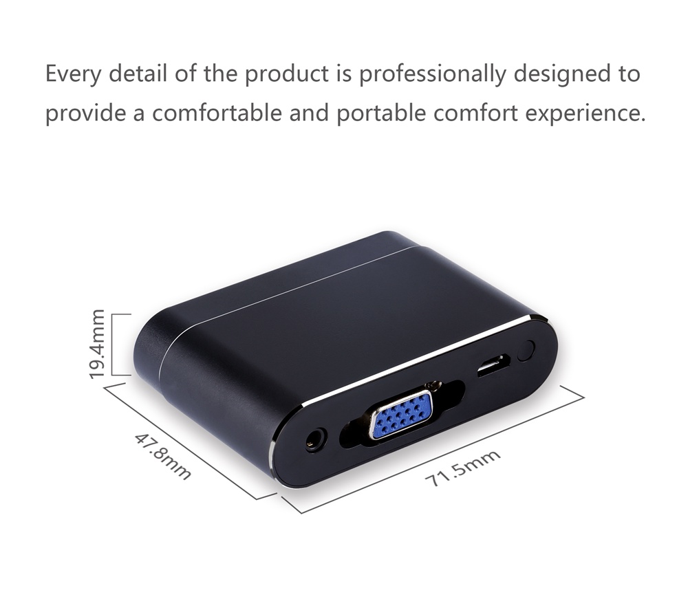 WeCast L9 VGA & HDMI Dual Display Screen Projector Fully Compatible with Android/iOS/Type - C Devices USB Mirroring Sound and Image to TV