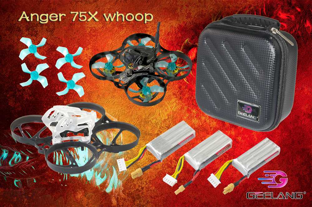 Geelang Anger 75X 75mm 4S Whoop FPV Racing Drone With F4 OSD 12A Blheli_S 5.8G 200mW VTX Caddx EOS V2 Cam BNF - AC900 Receiver