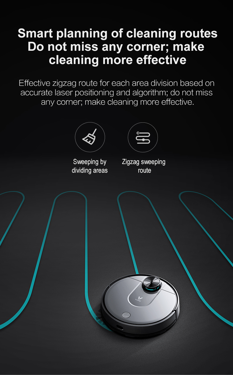 Xiaomi VIOMI V2 Robot Vacuum Cleaner 2150Pa Suction 3 Cleaning Mode LDS Sensor APP Virtual Wall Self-charging - Gray