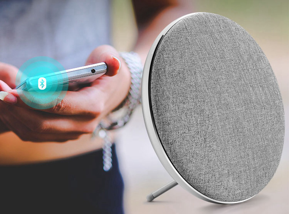 JONTER M16 Bluetooth Portable Speaker HiFi Sound and Bass with Fabric & Metal Surface - Silvery
