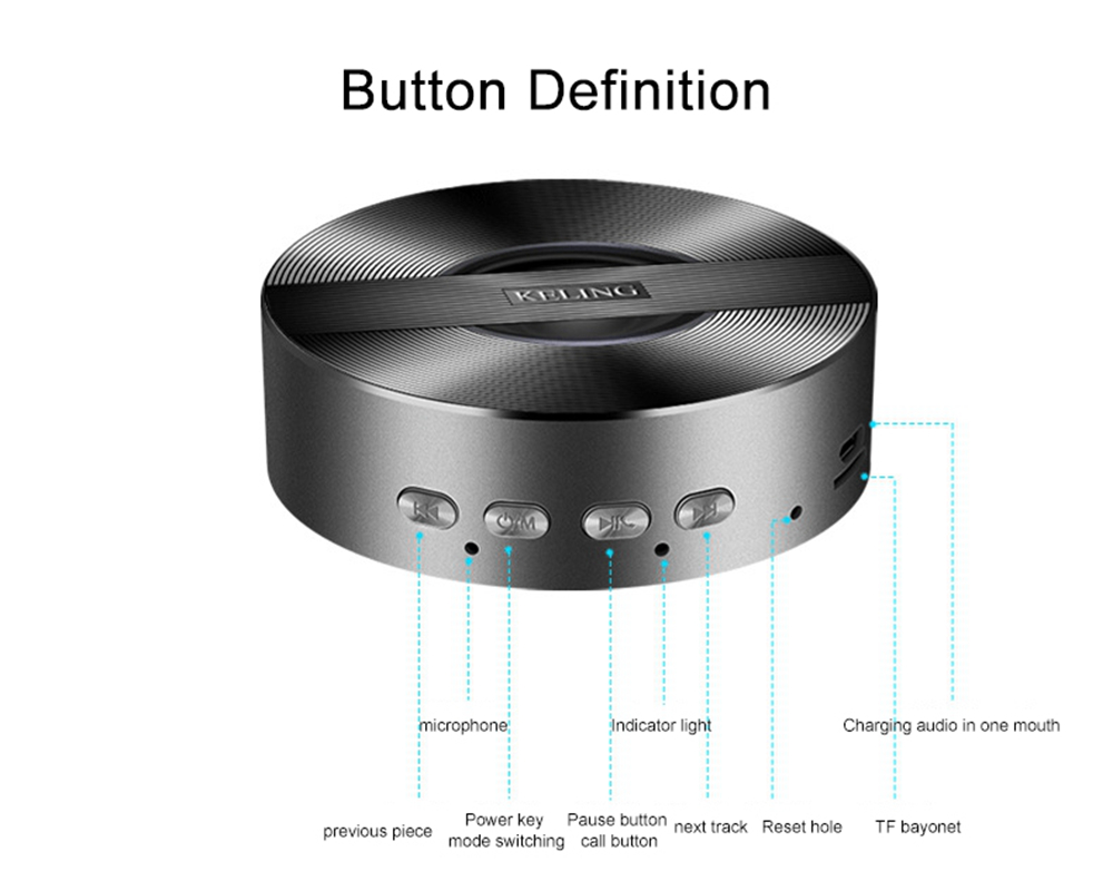 KELING A5 Portable Bluetooth Speaker Dual Bass - Black