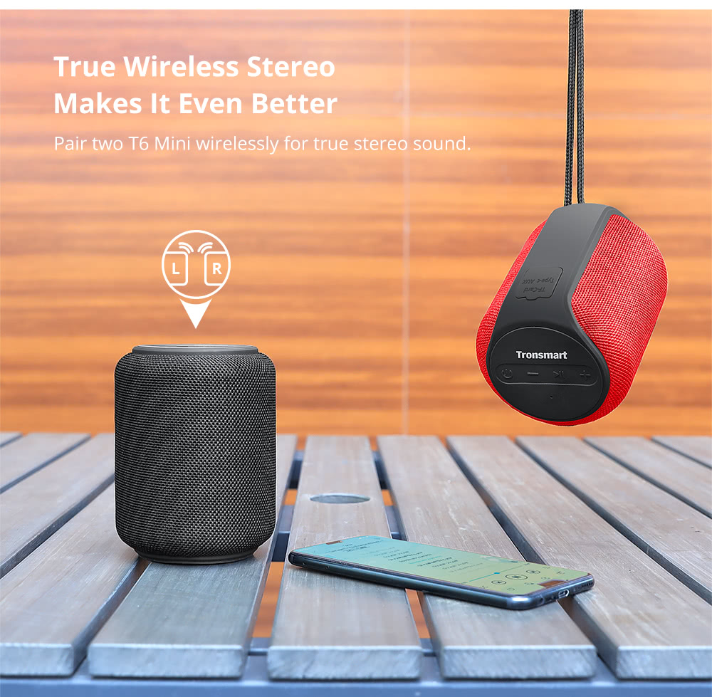 Tronsmart Element T6 Mini 15W Bluetooth 5.0 Speaker 30m Connection Siri Google Assistant IPX6 24H Playtime USB-C - Red 18 Tronsmart Element T6 Mini 15W Bluetooth 5.0 Speaker 30m Connection Siri Google Assistant IPX6 24H Playtime USB-C