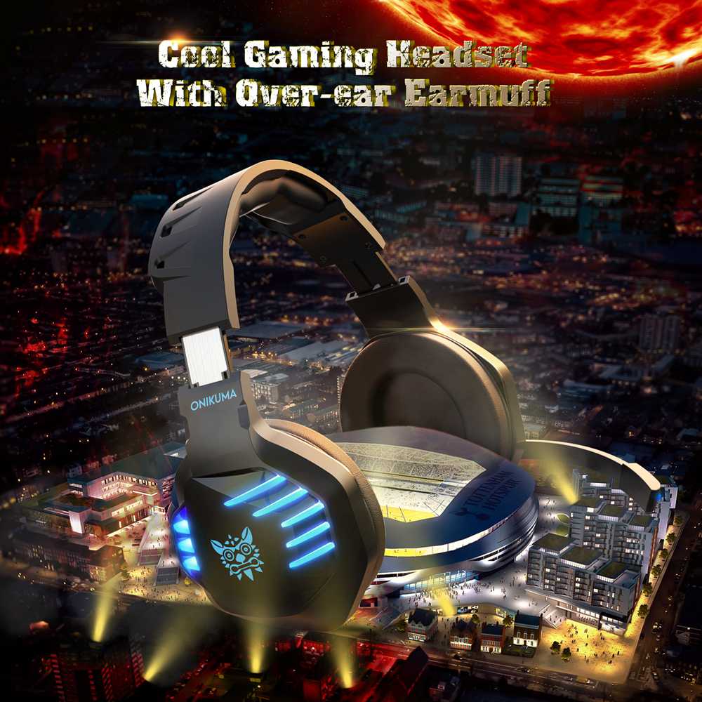 Onikuma K17 3.5mm Audio+USB LED Gaming Headphones Plugable Mic for PS4/Switch/XBOX One/PC