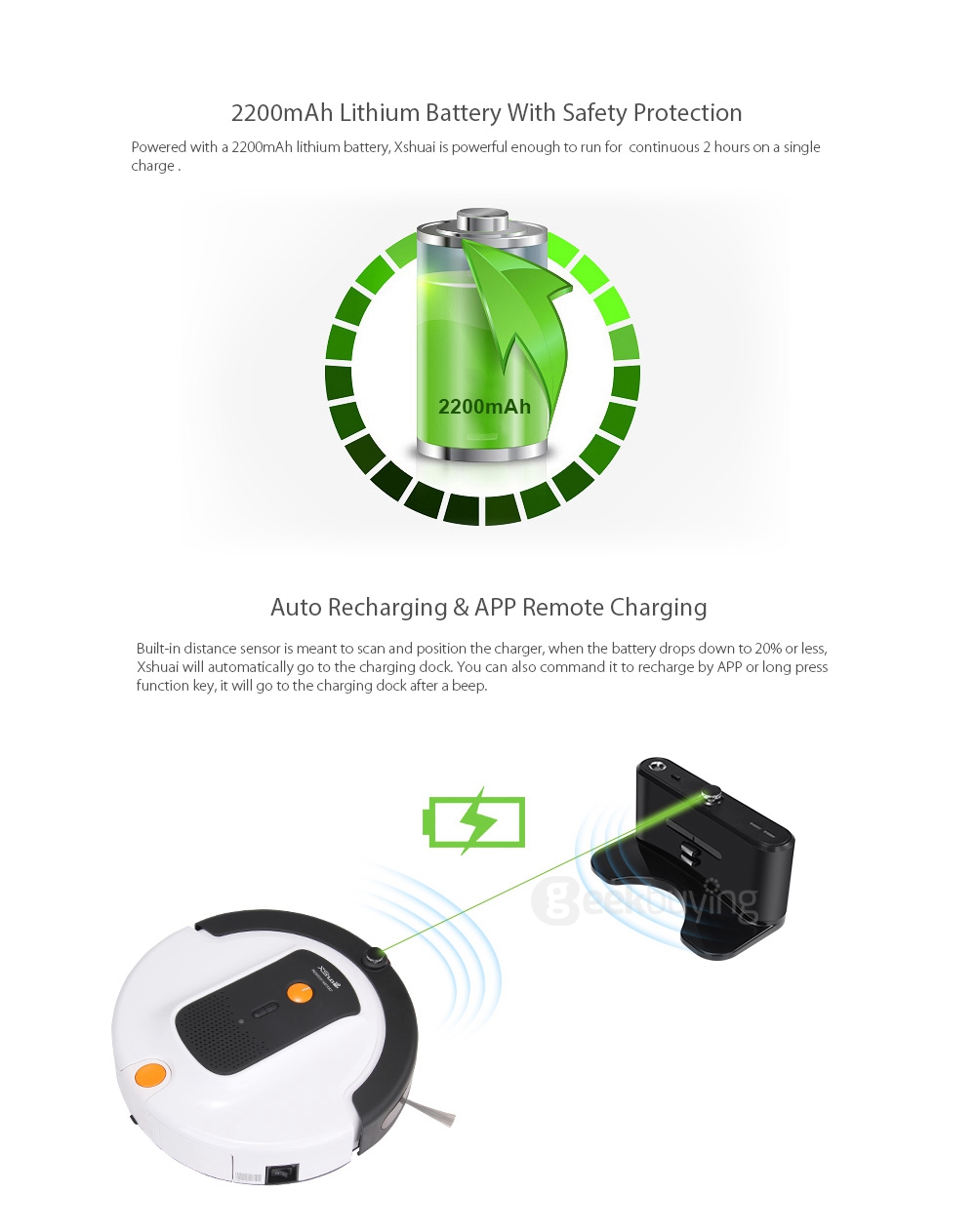 [HK Stock]Haier XShuai ShuaiXiaoBao Robot Vacuum Cleaner 3-cleaning Modes 4-step Cleaning System P2P Video App Control Night Vision HEPA Filter Multilanguage - Black + White