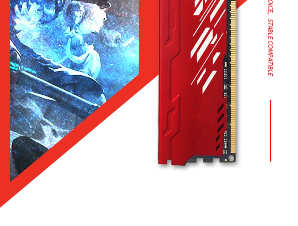 Juhor DDR4 8GB 2666Mhz 1.2V 288 Pin RAM Desktop Memory Module With Shell For PC Computer - Red
