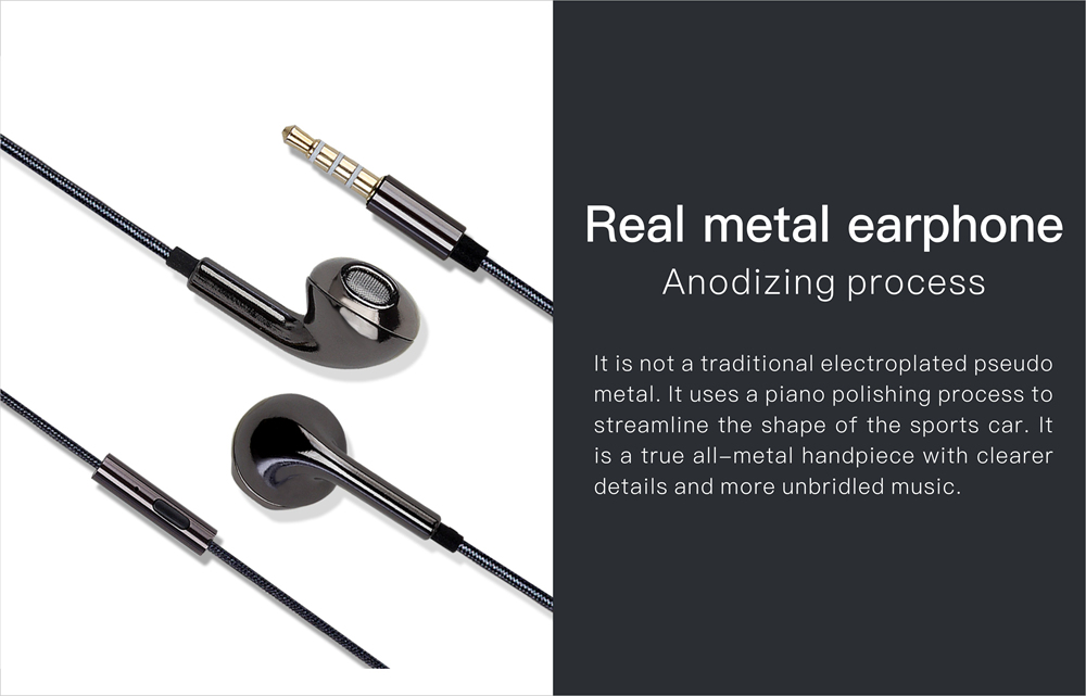 T1 Wired Earphone Bass Sound Semi-in-ear with Microphone - Black