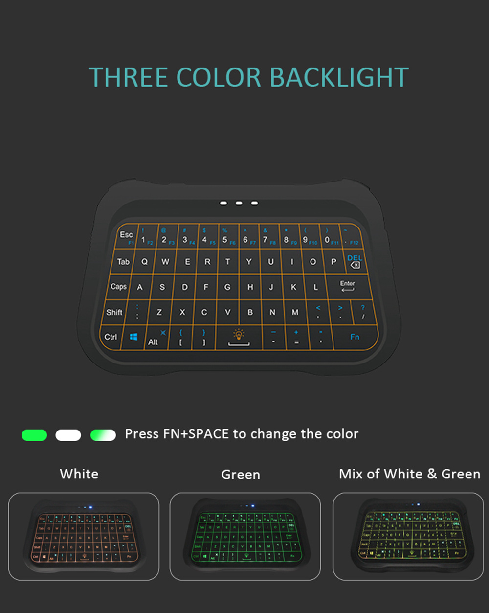 T18 Mini Air Mouse Keyboard Handheld Touchpad Controller Backlight - Black