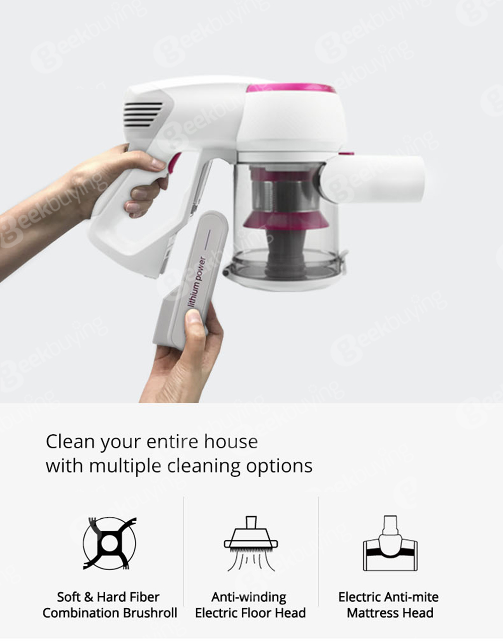 Xiaomi JIMMY JV53 Aspirateur à main sans fil 125AW Aspiration puissante Moteur haute efficacité Brosse anti-enroulement - Violet