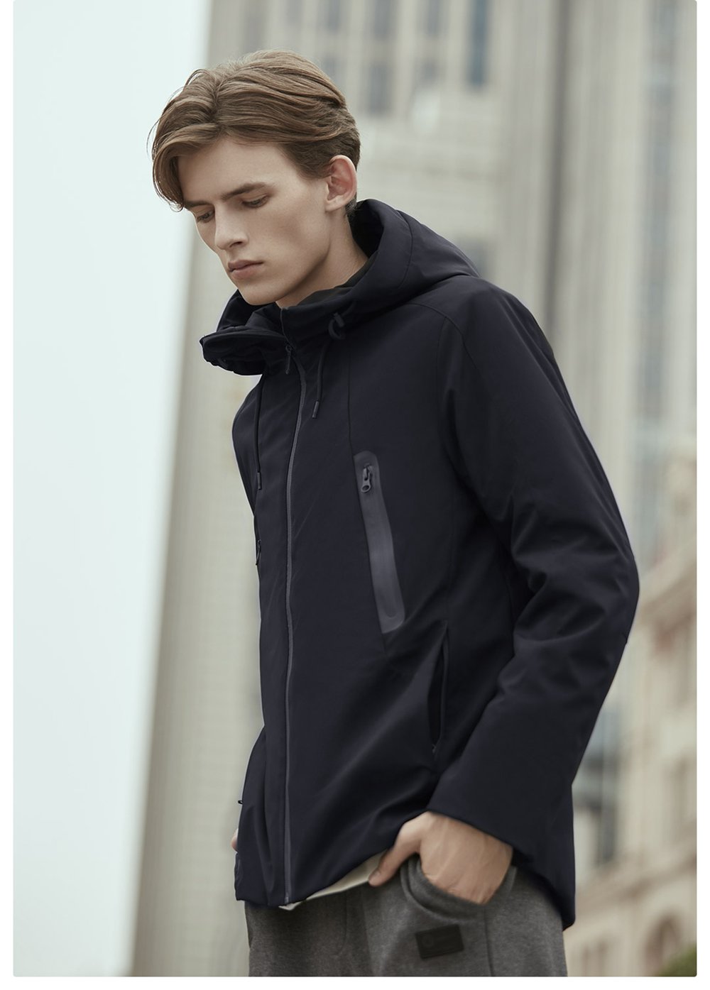 90FUN Smart Temperature Control Down Jacket Goose Feather Fast Heating Coat Waterproof Washable Size M From Xiaomi Youpin - Black