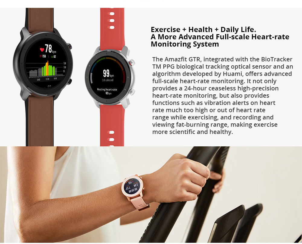 Huami AMAZFIT GTR Smartwatch 1.39 Inch Retina Display 5ATM Water Resistant GPS 47mm Global Version- Aluminum Alloy