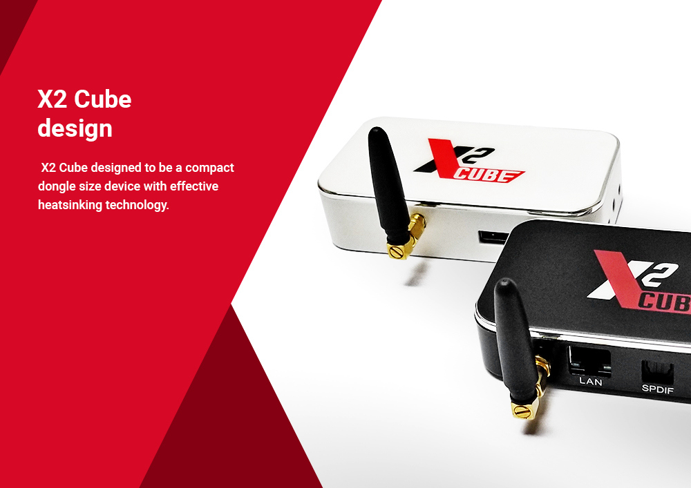 X2 CUBE Amlogic S905X2 Android TV 9.0 2G DDR4/16G eMMC TV Box 2.4G+5G WIFI 1000Mbps LAN USB3.0 -- Black