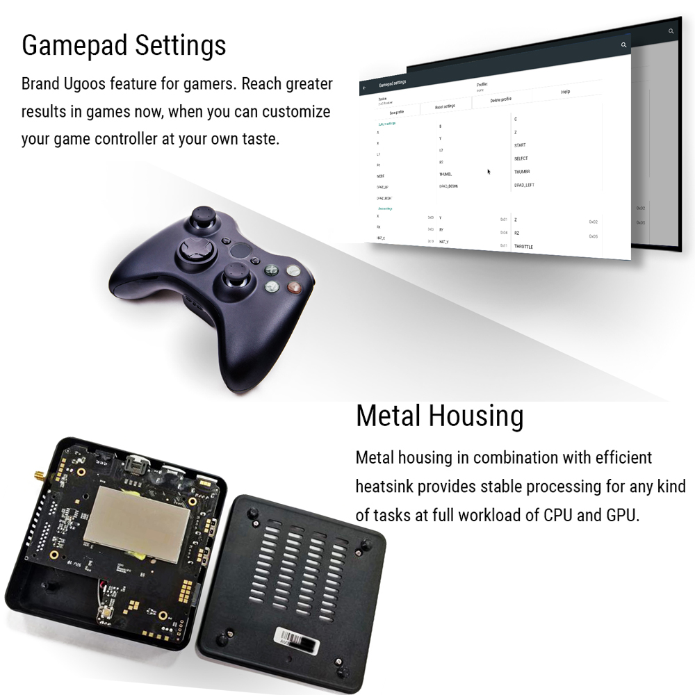 UGOOS AM6 Amlogic S922X Android 9.0 TV BOX 2G/16G 2.4G+5G WIFI 1000M LAN Bluetooth 5.0 USB3.0 - Black