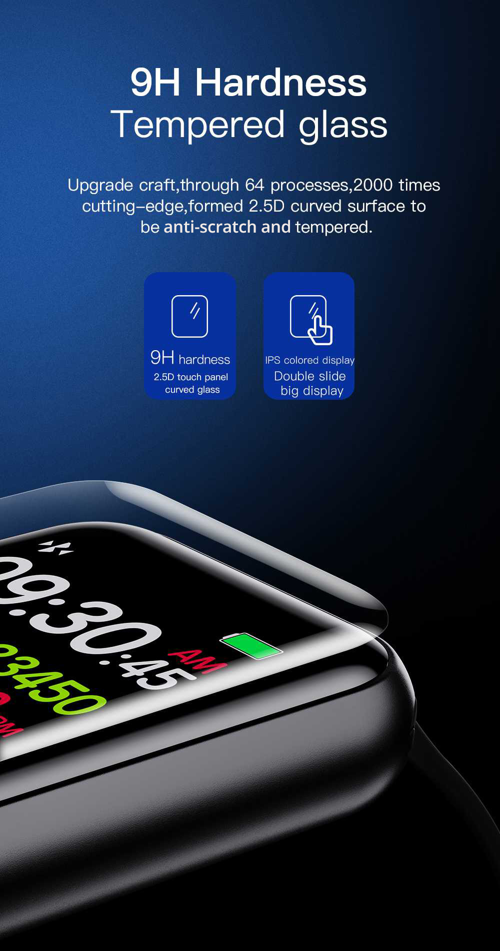 Makibes SN72 Smartwatch 1.3 Inch IPS Colorful Screen IP68 Waterproof Blood Oxygen Pressure Heart Rate Monitor - Black