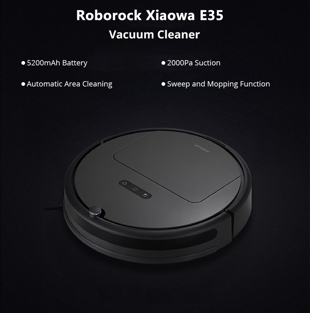 [Poland Stock][International Version]Roborock Xiaowa Plus E35 Robot Vacuum Cleaner 2000Pa Suction 5200mAh Battery 2 In 1 Sweeping & Mopping - Black