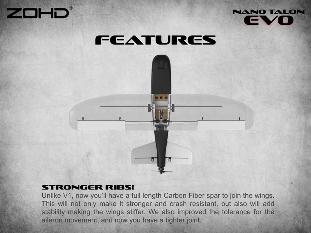 ZOHD Nano Talon EVO 860mm Wingspan AIO V-Tail EPP Molded FPV Fixed Wing RC Airplane PNP With Power System - W/O FPV System