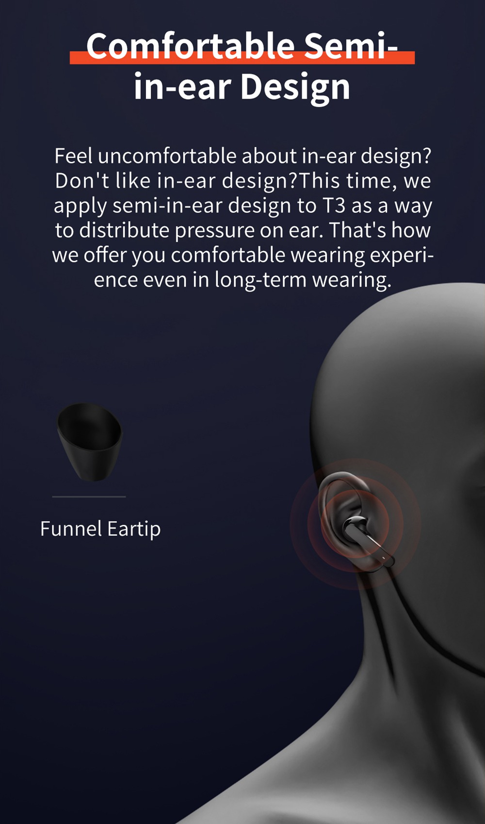QCY T3 Bluetooth 5.0 TWS Earphones Stereo/Mono Mode AAC/SBC Tech 25 Hours Battery Life IPX5 3D Stereo