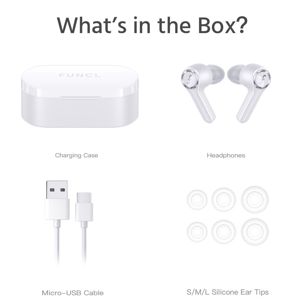FUNCL AI Bluetooth 5.0 TWS Earphones CVC 8.0 Noise Cancellation AAC/AptX Custom AI Assistant 24 Hours Playtime