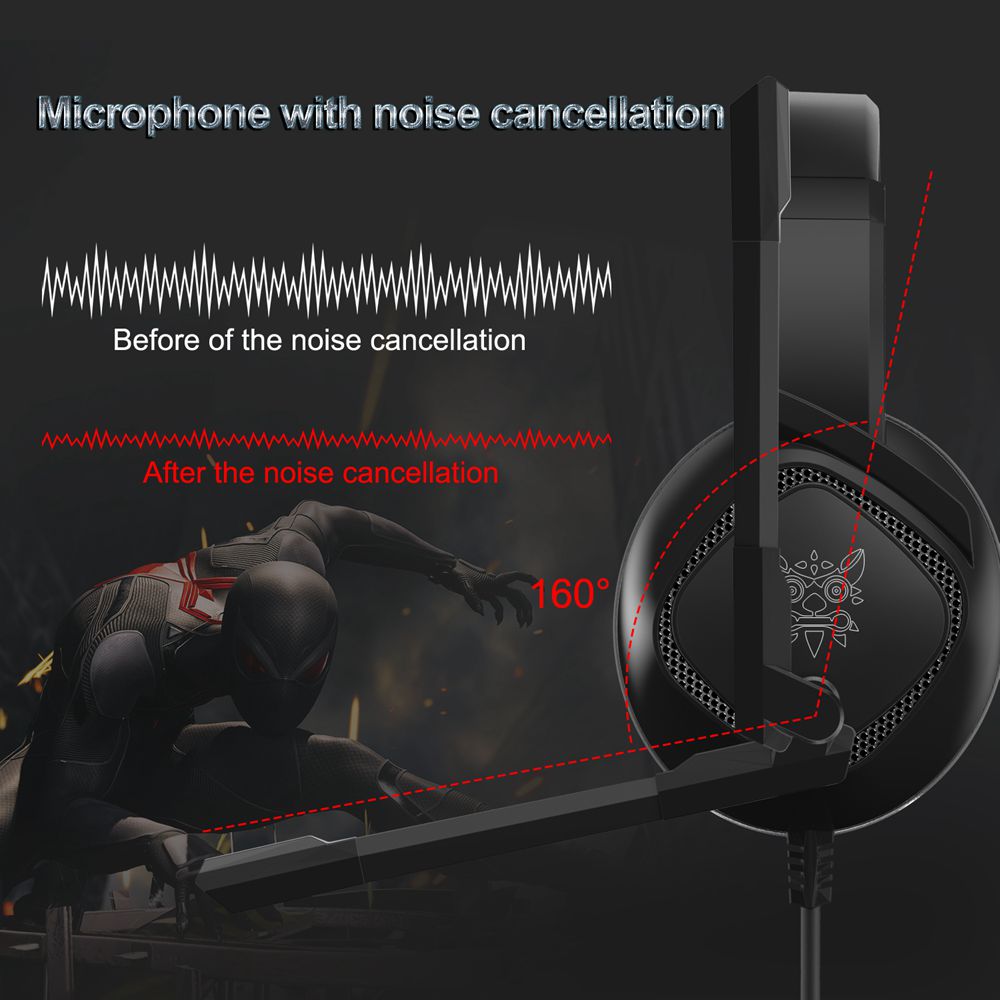 Onikuma K19 3.5mm Audio+USB Gaming Headphones HD Stereo RGB Light Built-in Mic for Switch Xbox one PS4