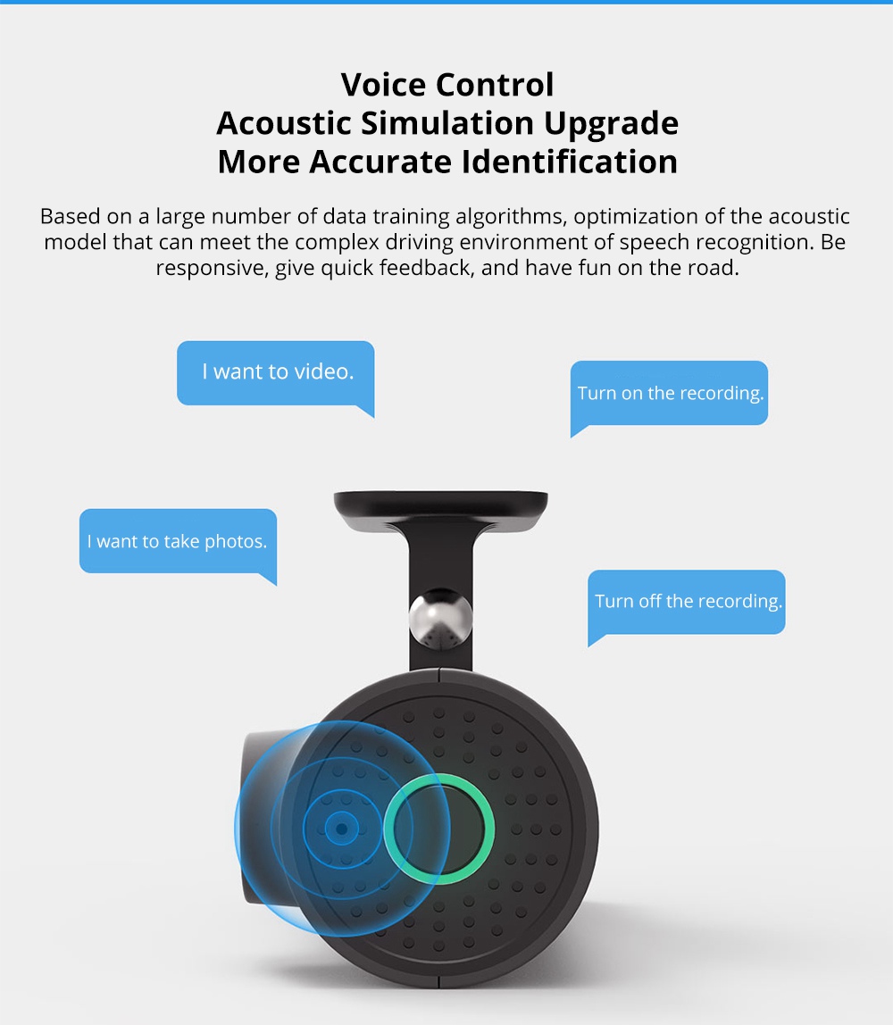 Xiaomi 70 Mai Smart Recorder 1S 1080P Car DVR Intelligent Voice Control Single Lens - Black