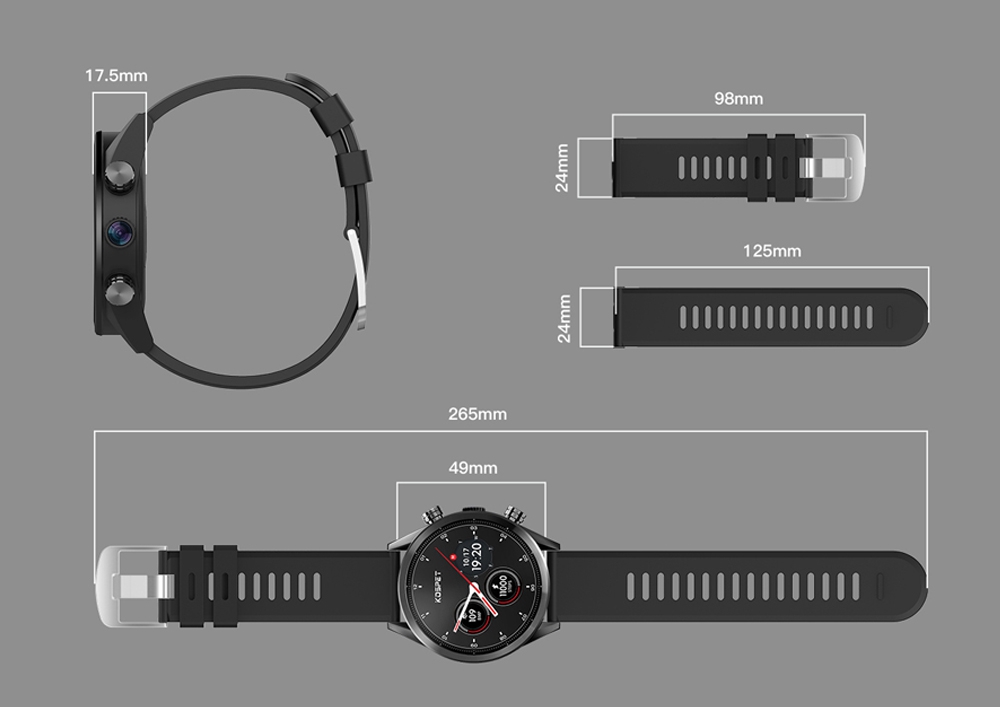 Kospet Hope Lite 4G Smartwatch Phone Android 7.1 MTK6739 Quad Core 1G RAM 16G ROM 1.39 Inch AMOLED Screen GPS WiFi Heart Rate Monitor Silicone Strap - Black