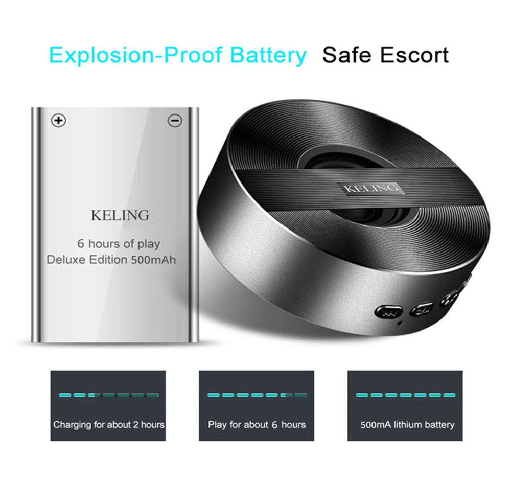 KELING A5 Portable Bluetooth Speaker Dual Bass - Black