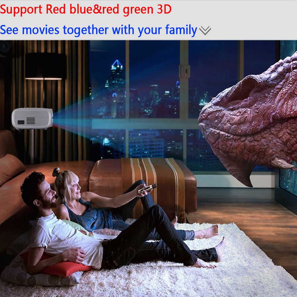 Uhappy U43 2600 Lumens 1080P LED HD Projector support AV\VGA\USB\SD\HDMI*2