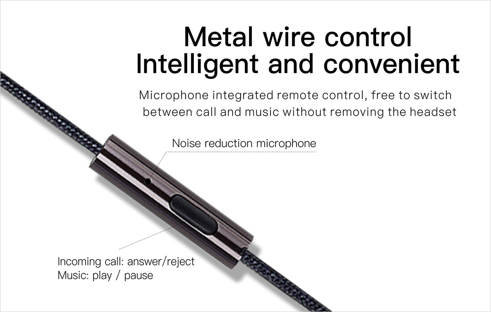 T1 Wired Earphone Bass Sound Semi-in-ear with Microphone - Black