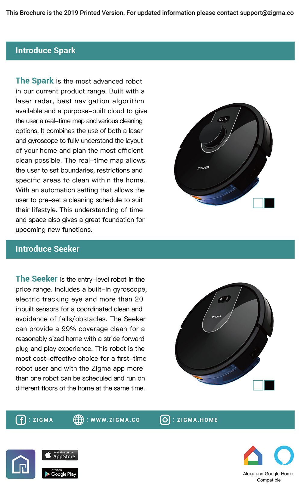 Zigma Spark Robot Vacuum Cleaner Virtual Wall Automatic Area Cleaning 1500pa Suction LDS Navigation APP Control - Black