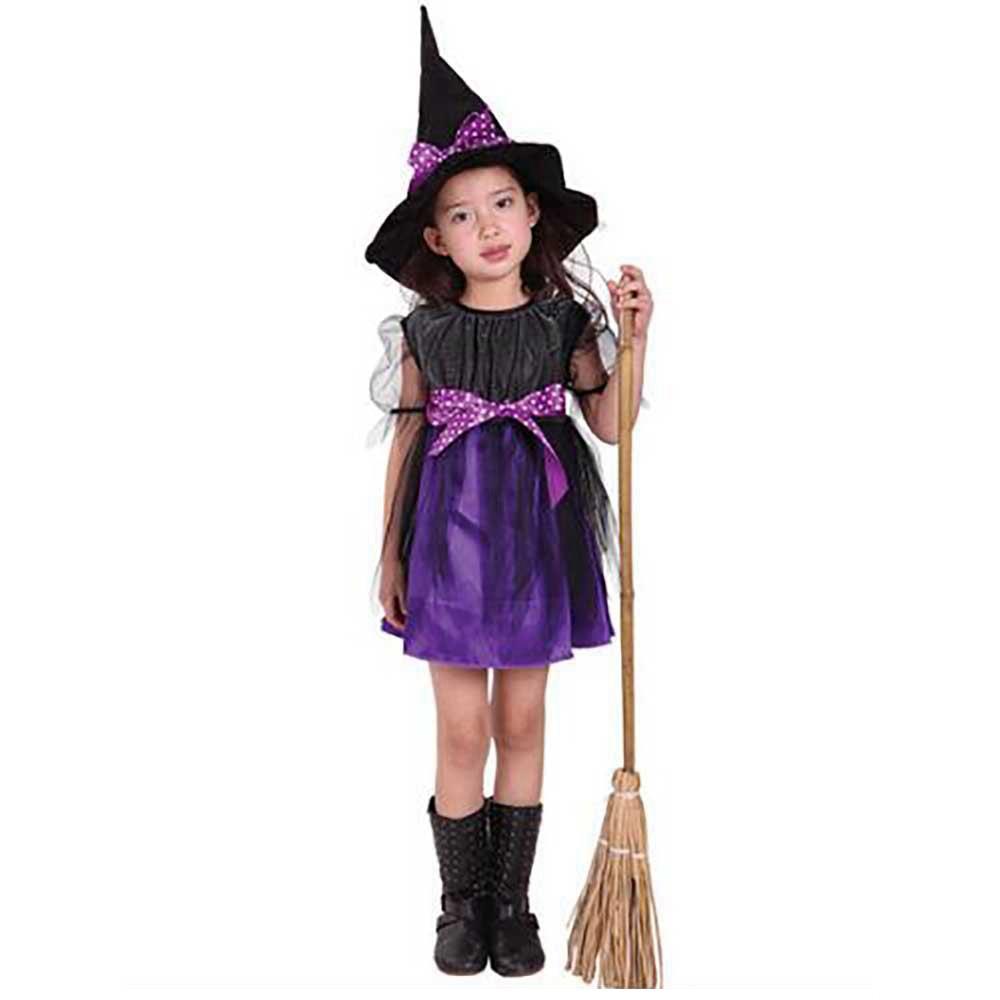 Halloween Costume Party Girls Cosplay Costume Dress Children's Dress Smock 130cm - Purple