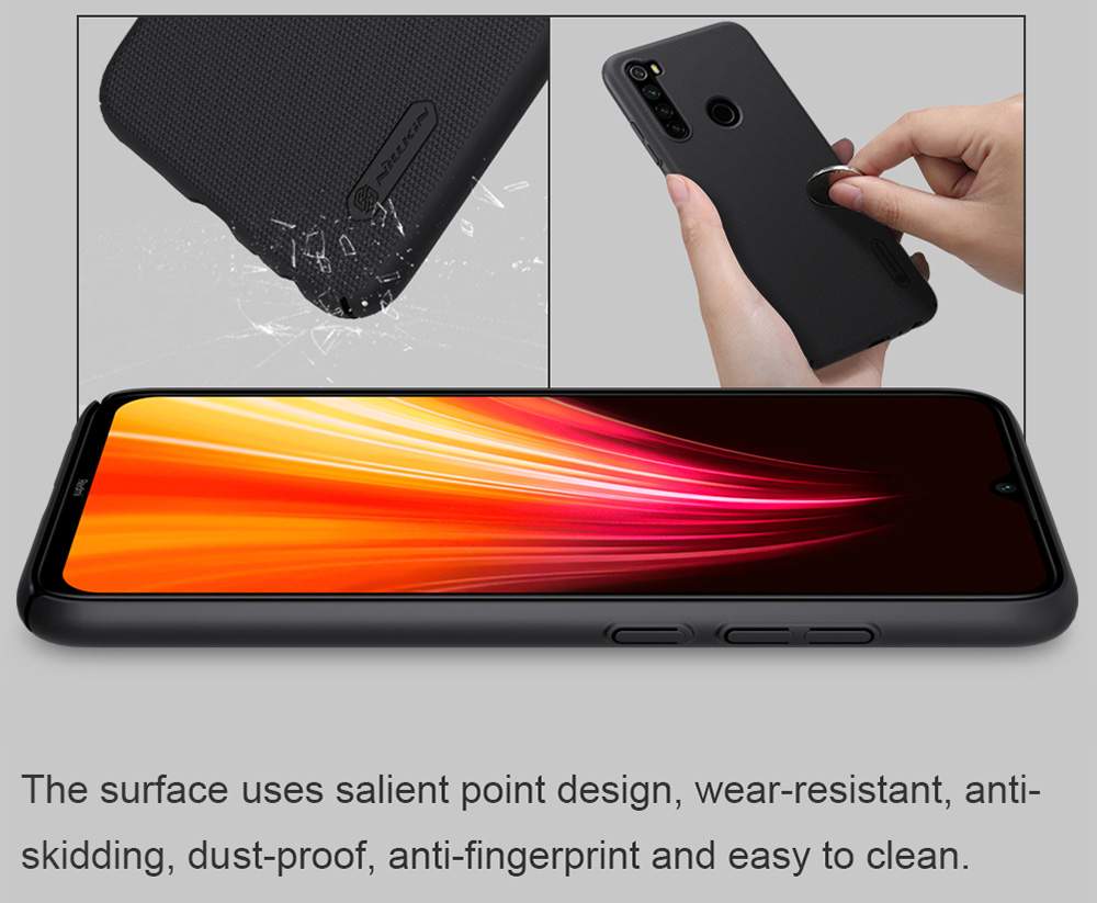 NILLKIN Protective Frosted PC Phone Case For Xiaomi Redmi Note 8 Smartphone - Black