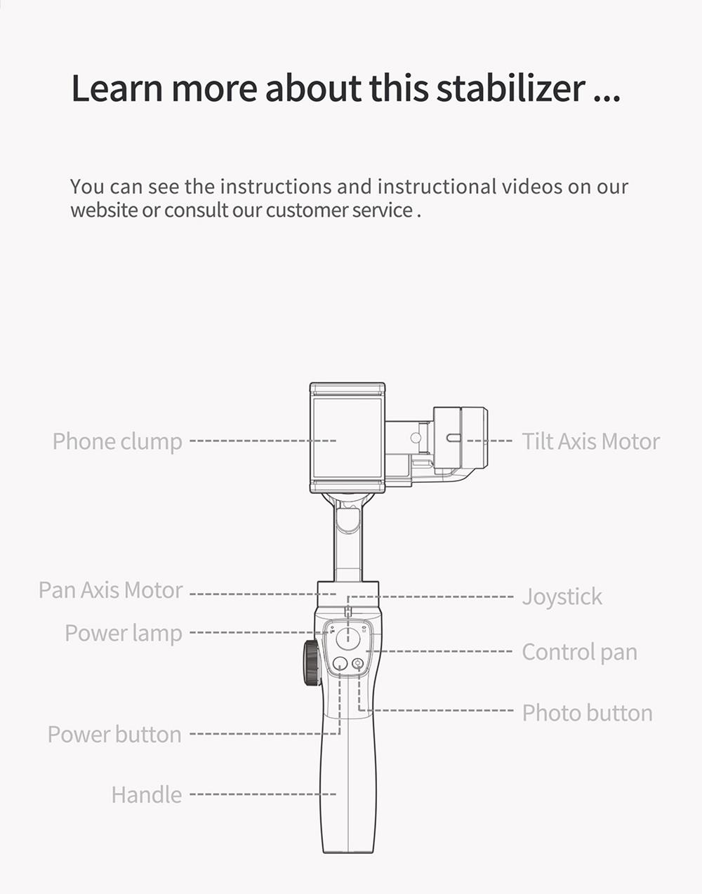 Funsnap Capture 2 3-axis Mobile Handheld Gimbal Stabilizer with Zooming Wheel Mode