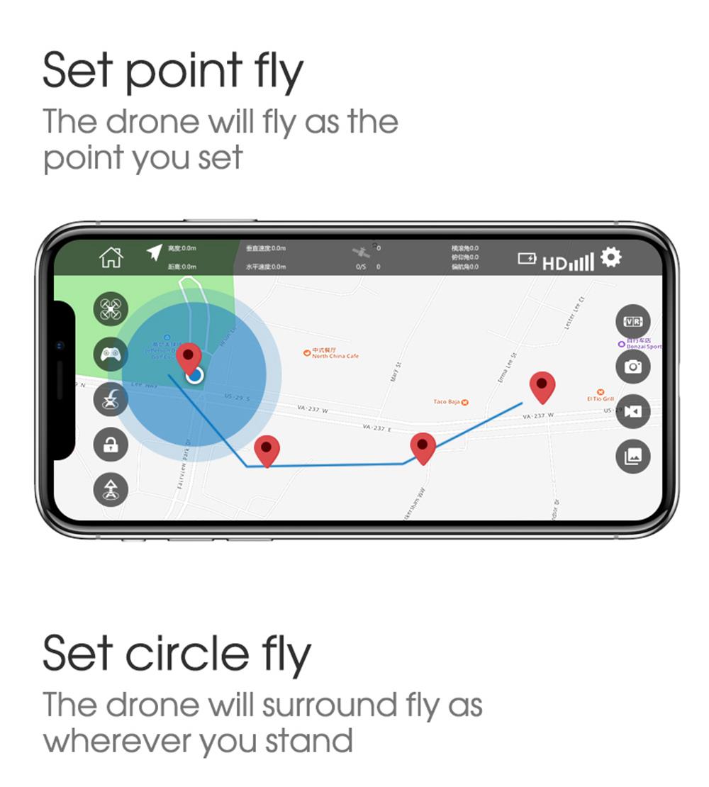 SHRC H1G 1080P 2.4G WiFi GPS FPV RC Drone Follow Me Mode RTF White - Two Battery