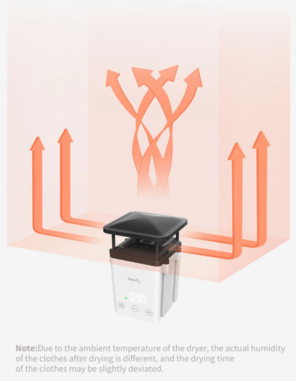 Cleanfly Intelligent Clothes Dryer 600W Portable APP Control For Home Travel From Xiaomi Youpin - White