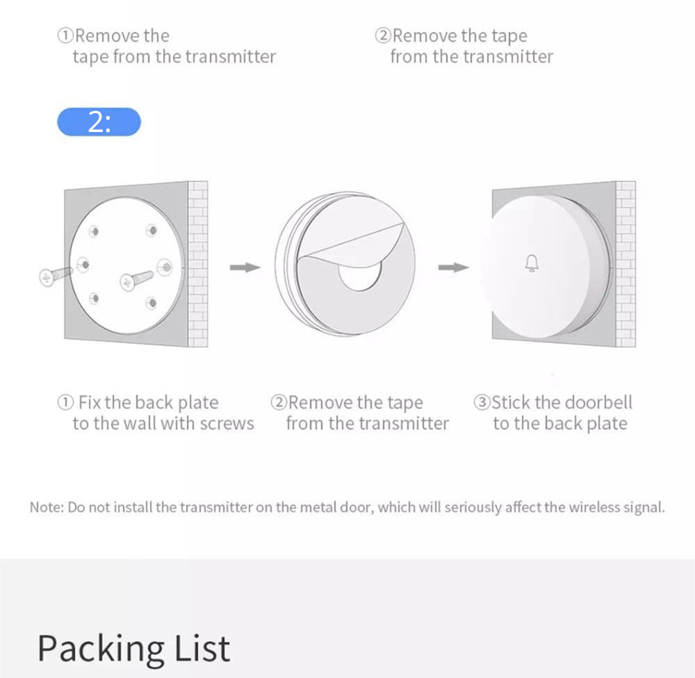 Xiaomi Linptech 110V 240V Wireless Doorbell White