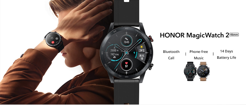 Huawei Honor Magic 2 Minos 46MM Smartwatch 1.39 Inch AMOLED 454*454 pixels Display 5ATM Water Resistant GPS Global Version