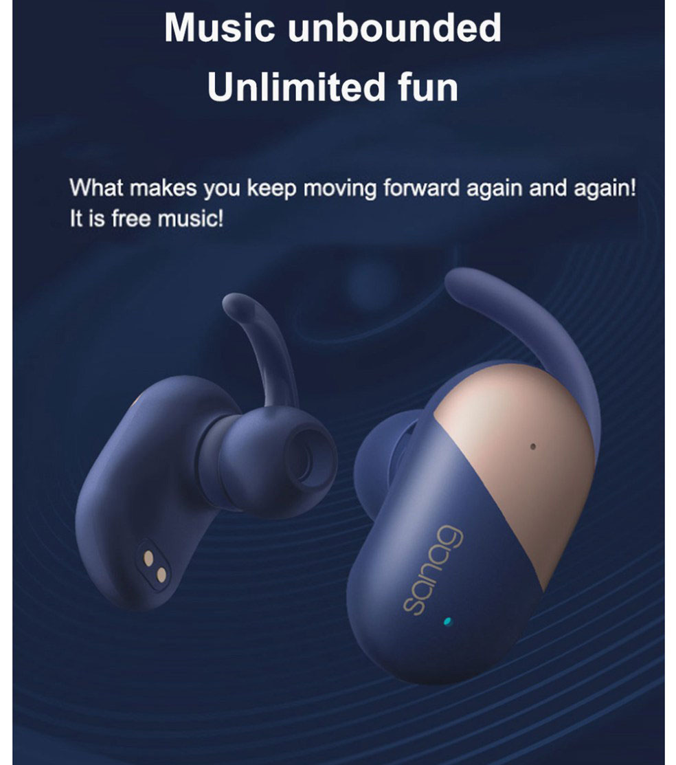 Sanag P5 Bluetooth 5.0 TWS Earbuds Binaural Call Fingertips Control Siri Google Assistant 500mAh Charging Case IP5 with Mic - Blue